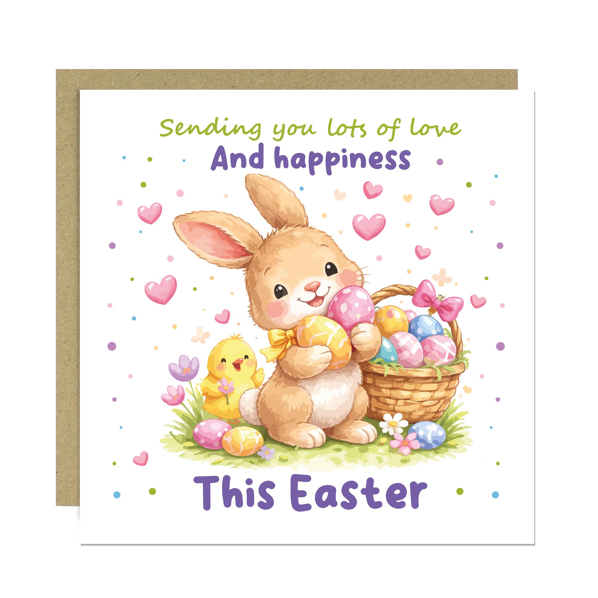 RED OCEAN Happy Easter Card For Son Daughter Grandson Granddaughter, Easter Greetings Card For Friends Family, 145x145mm With Kraft Envelope