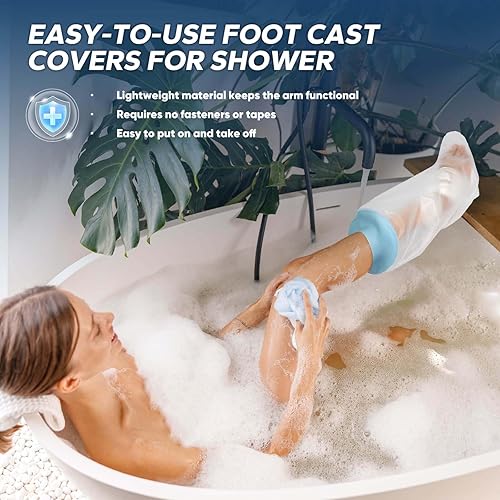Miniatura 2 de Funda impermeable para ducha, protector impermeable para pies, tobillo, cirugía, heridas y quemaduras de adultos, bolsa de fundición para ducha de