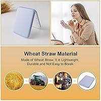 Vista 3 de Kintion - Espejo de bolsillo de paja de trigo, espejo de viaje con aumento 1X/3X para bolsa, espejo de fibra de plástico iluminado, de mano
