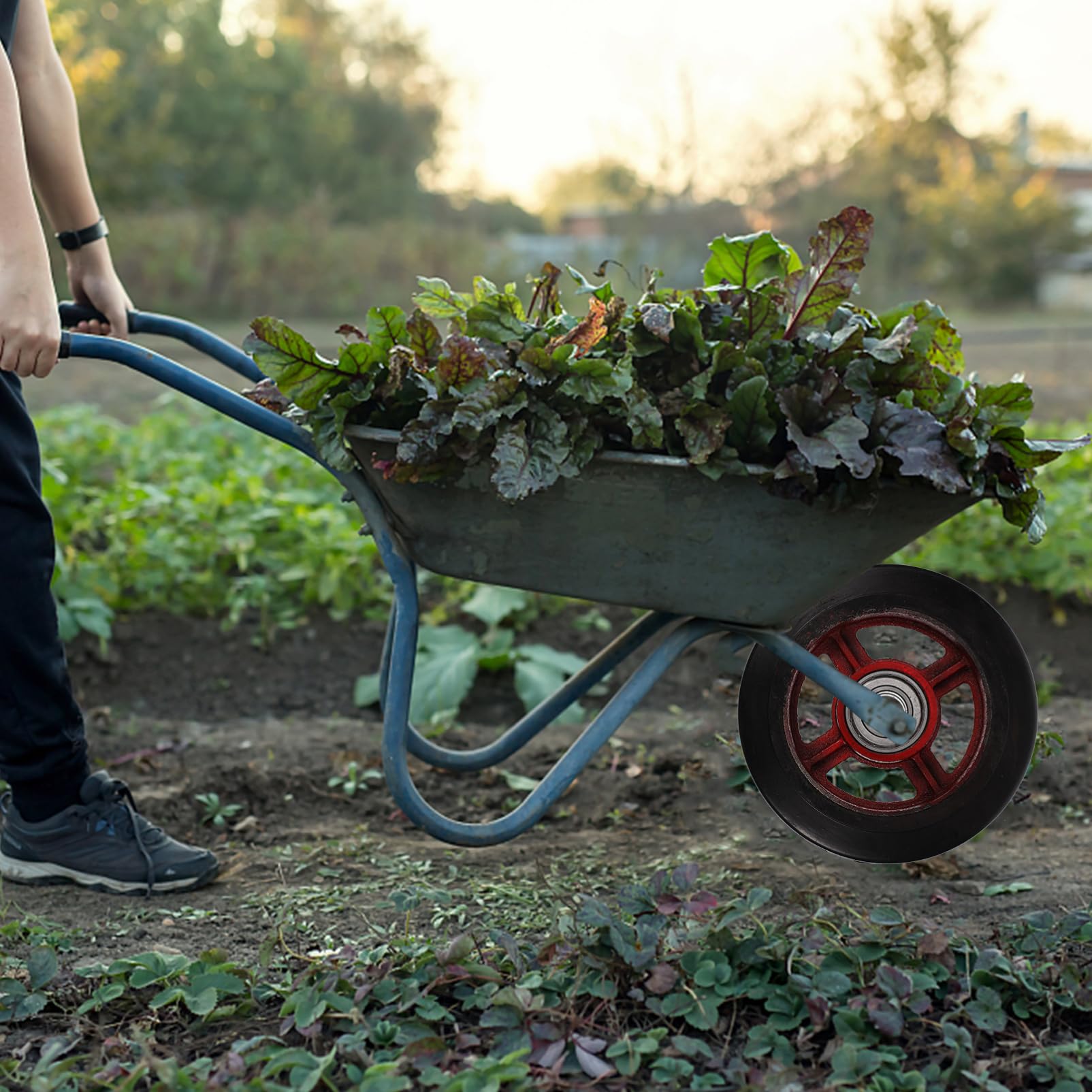 ULTECHNOVO 8 Zoll Gartenkarre Ersatzrad aus Gummi und Eisen Verschleißfest mit Rückfederung und Zugfestigkeit für Garten Transportarbeiten