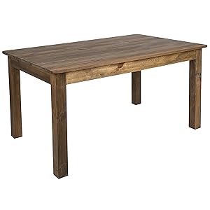 Flash Furniture Mesa de Comedor Rectangular de Pino Macizo de 60 x 38 Pulgadas, Madera, rústico Antiguo