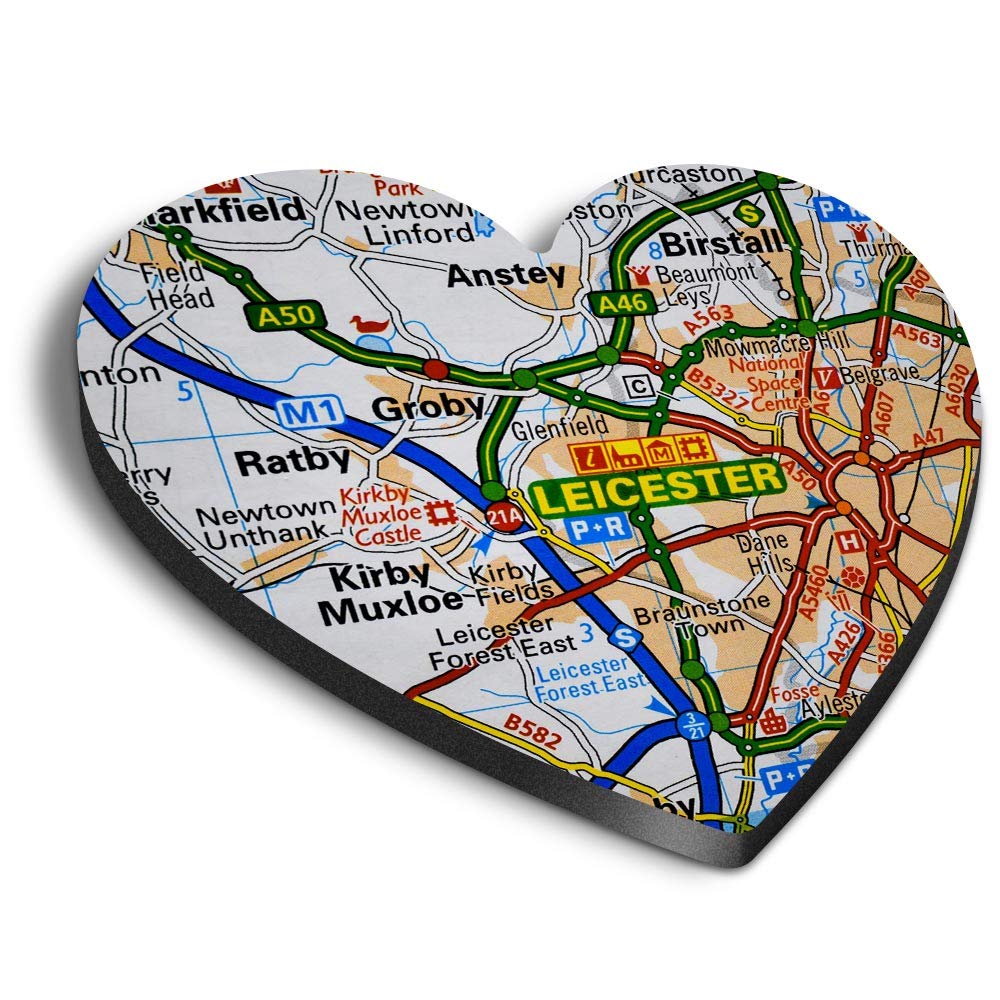 Destination Vinyl Ltd Multicolor 1 X Heart Mdf Magnets - Leicester City England Travel Uk Gb 45535