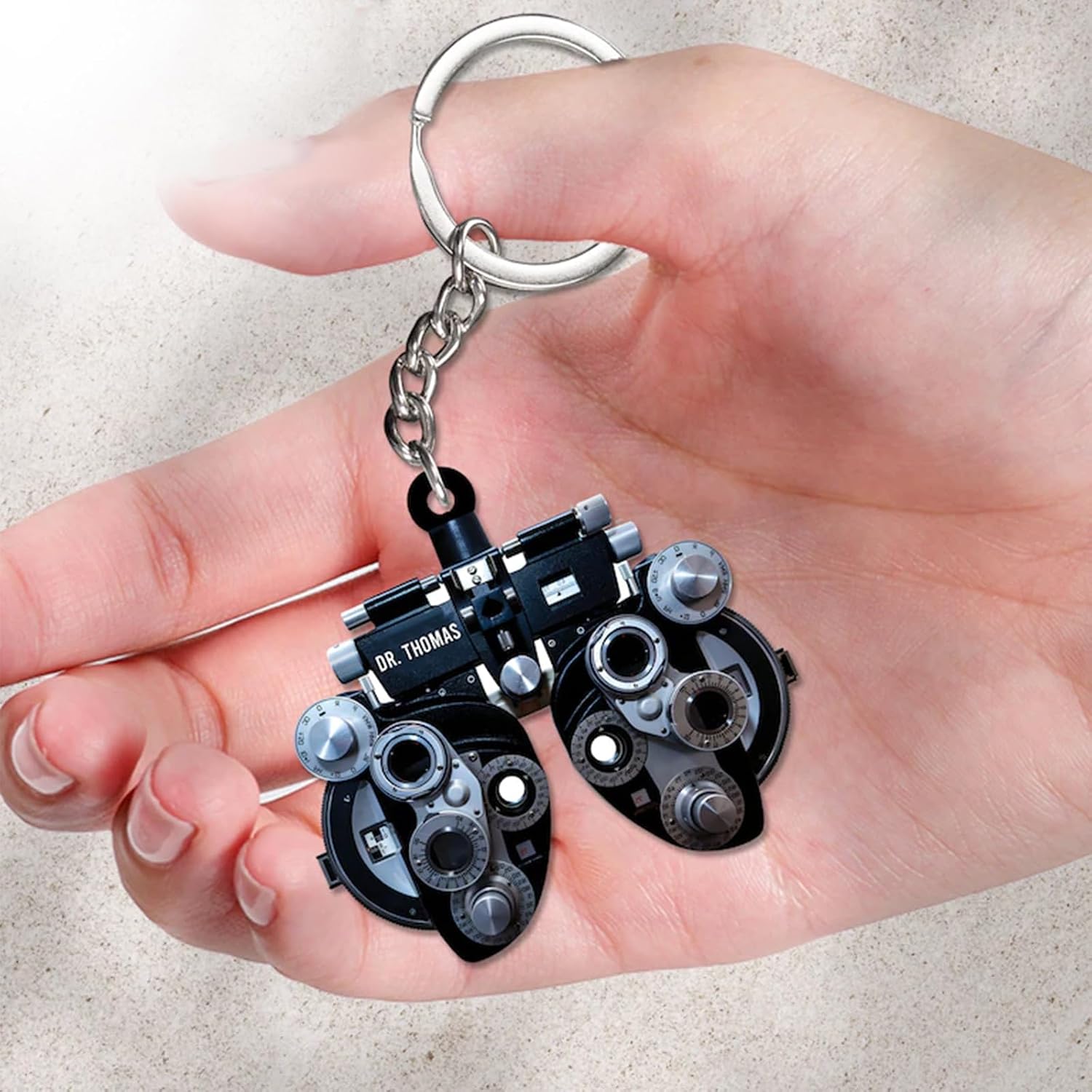 Ophthalmometer Keychain Novelty Optometry Theme Keyring Eye Doctor Medical Gift Backpack Charm Pendant image 5
