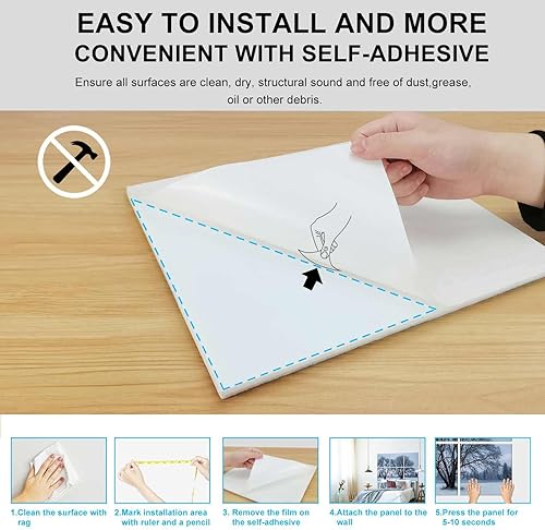 Miniatura 5 de JBER Paneles acústicos artísticos, paquete de 6 pinturas autoadhesivas de pared grandes para decoración de pared, paneles absorbentes de sonido para