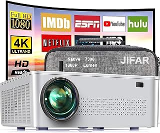 Native 1080P Projector,9800 L Projector for Outdoor Movies with 450" Display, Support 4K Dolby & Zoom,100000 Hours Life Indoor and Outdoor Projector Compatible with TV Stick,HDMI,VGA USB…