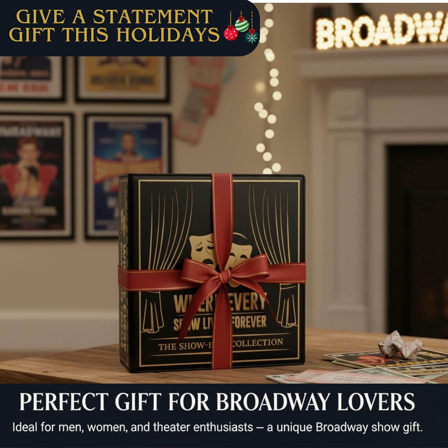 Broadway Playbill Binder with sleeves, Playbill Theater Holder & Showbill binder Organizer Album, Playbill Gifts for Women & Men, and Musical Theater Show Lovers, 25 protective sheets