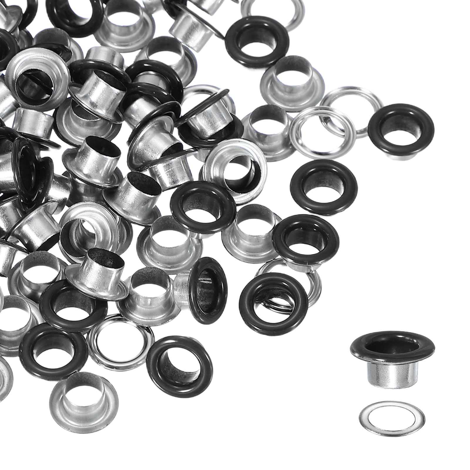 YELARXI Grommets Kit, Metal Eyelets with Washers 6mm 1/4" & 250 Set & Matte Black