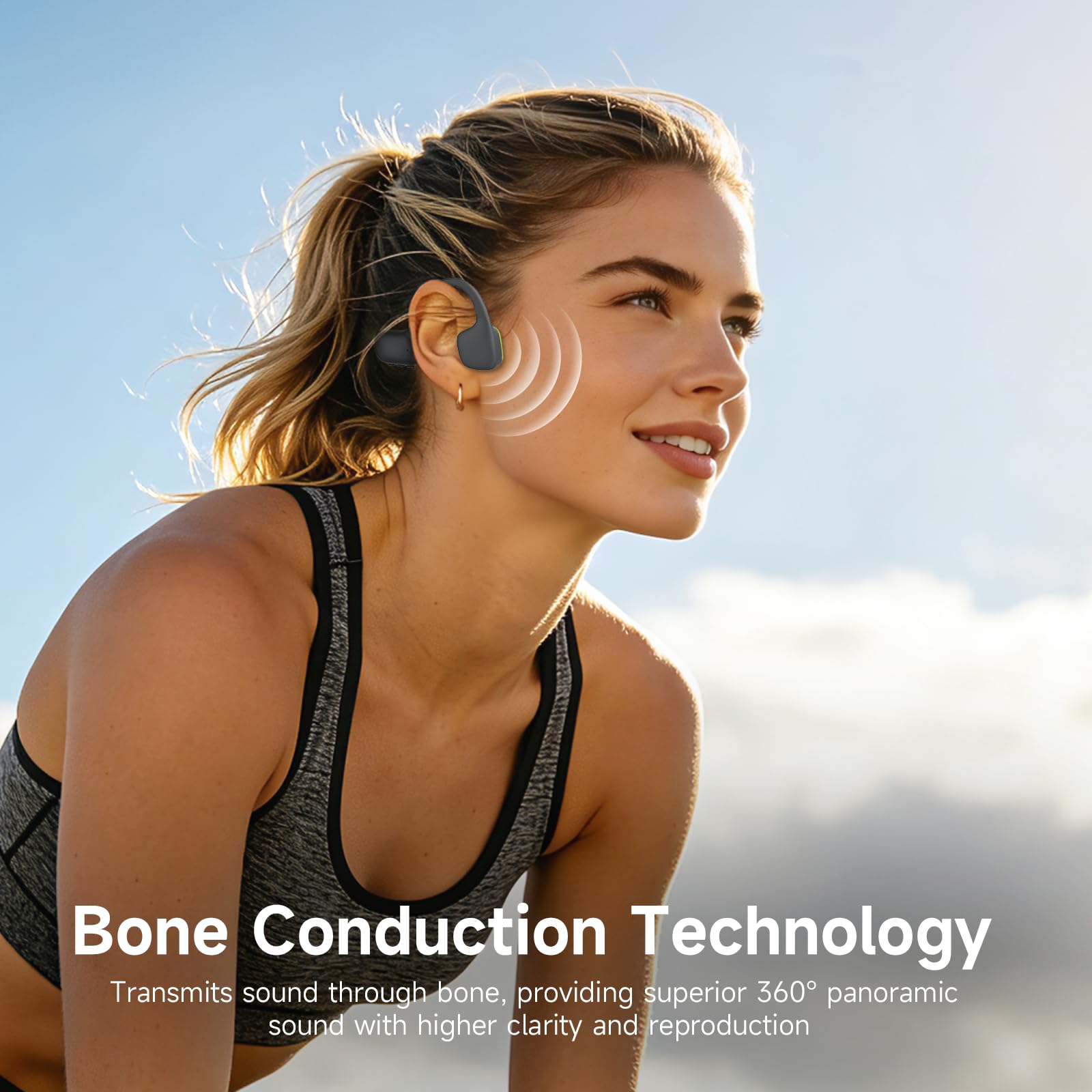 Casque Conduction Osseuse Natation, IPX8 Ecouteur Piscine Bluetooth 32 Go | Ecouteur Conduction Osseuse Bluetooth 6.0 avec Lecteur MP3,Casque Waterproof Piscine pour Nager, Course à Pied, Cyclisme
