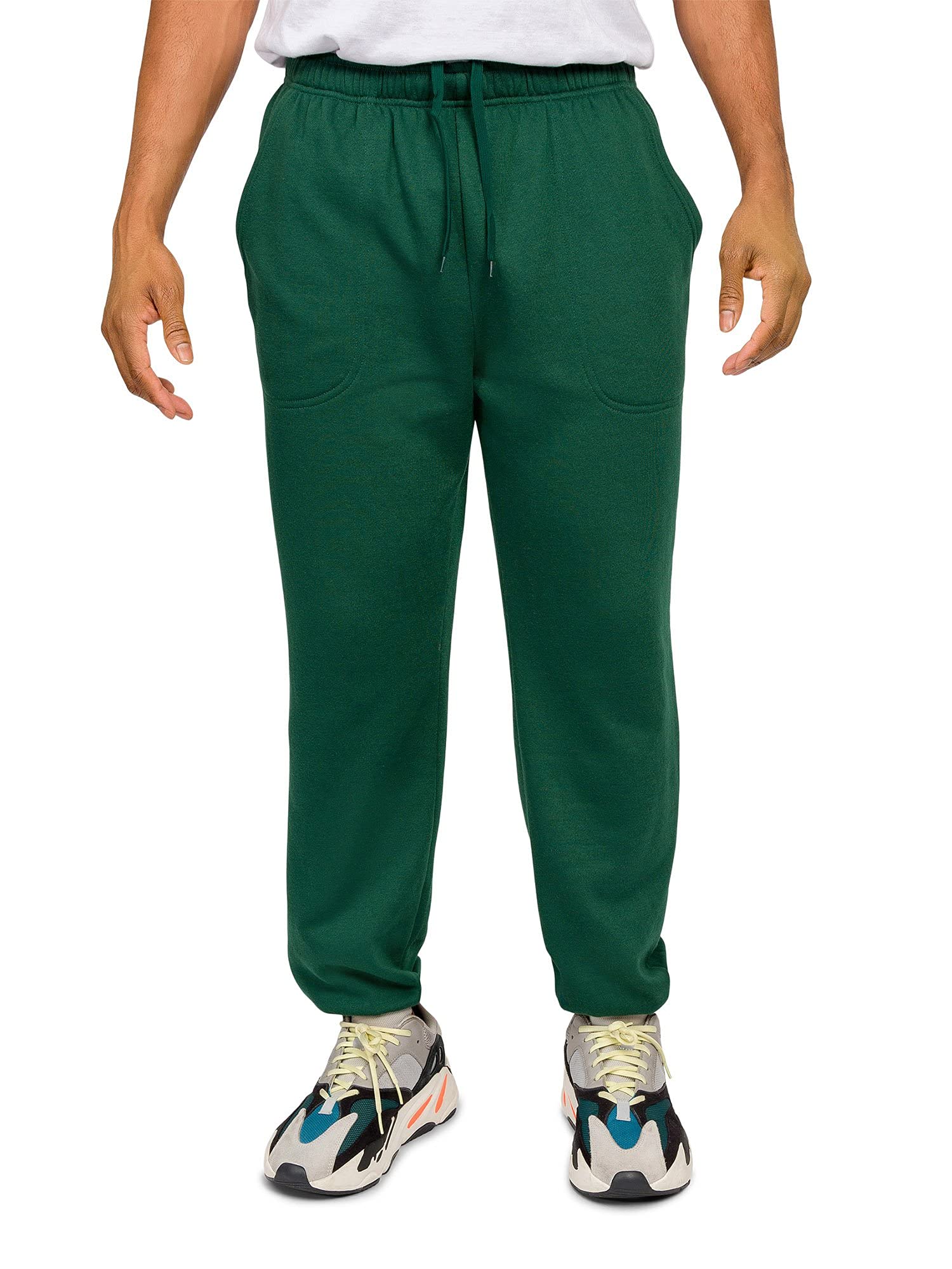 VICTORIOUS Men's Lightweight Fleece Drawstring Elastic Cuff Sweatpants FL78 - Dark Green - X-Large