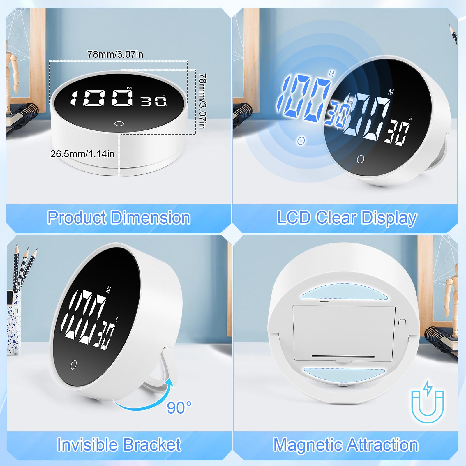 Dreamhigh® Digitale keukentimer, meer dan 3 uur tijdmeting, eierwekker met groot aantal, countdown/countdown, praktisch en stijlvol