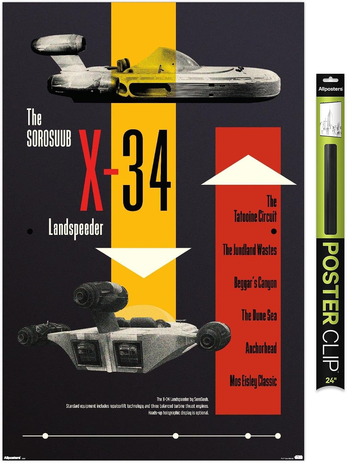 Trends International Star Wars: Moving At Lightspeed - Landspeeder Wall Poster, 34L x 22.4W, Premium Unframed Version