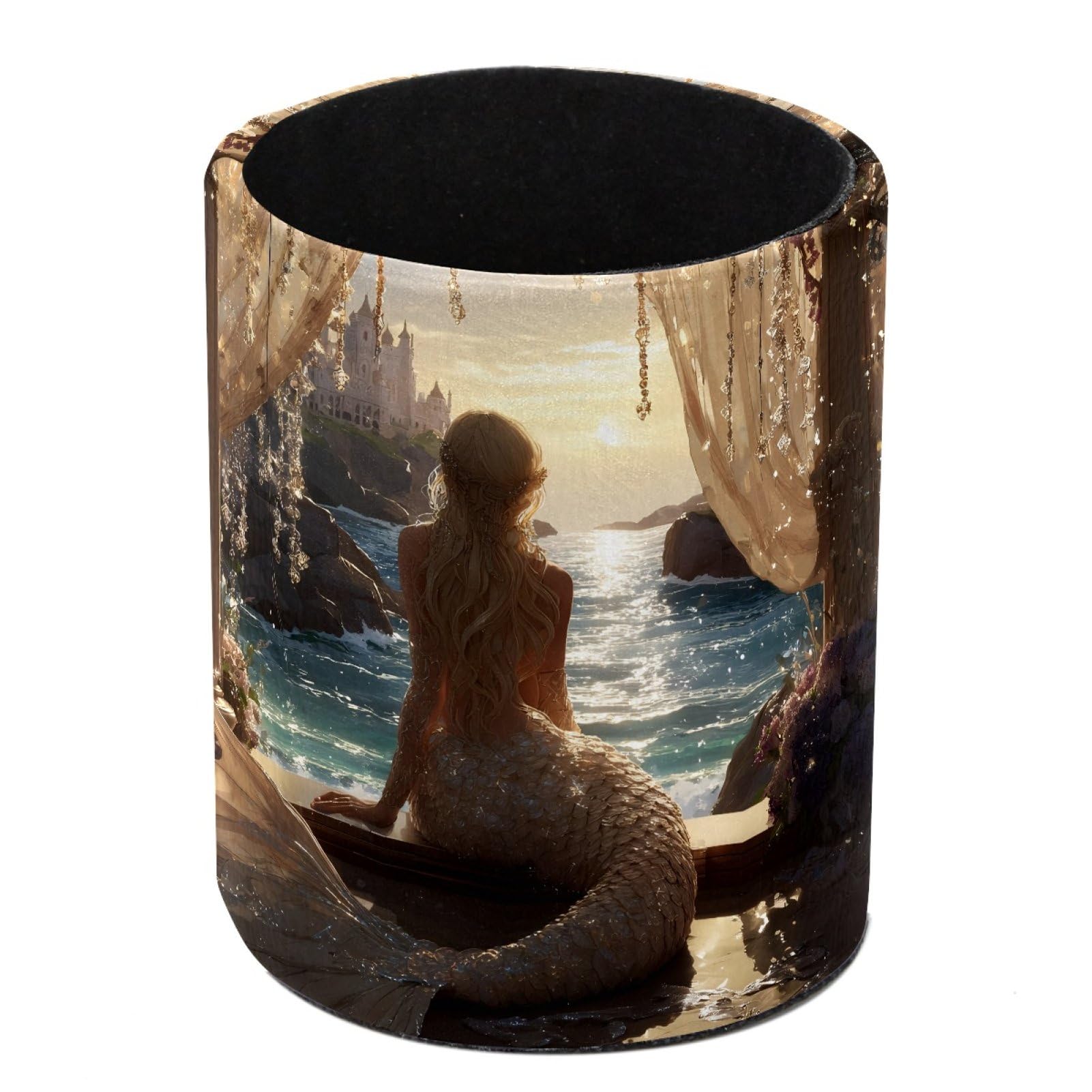 FWJZDSP Sunset Mermaid Pencil Cup Pen Organizer Makeup Brush Holder for Office Home Countertop Desk Accessory Storage
