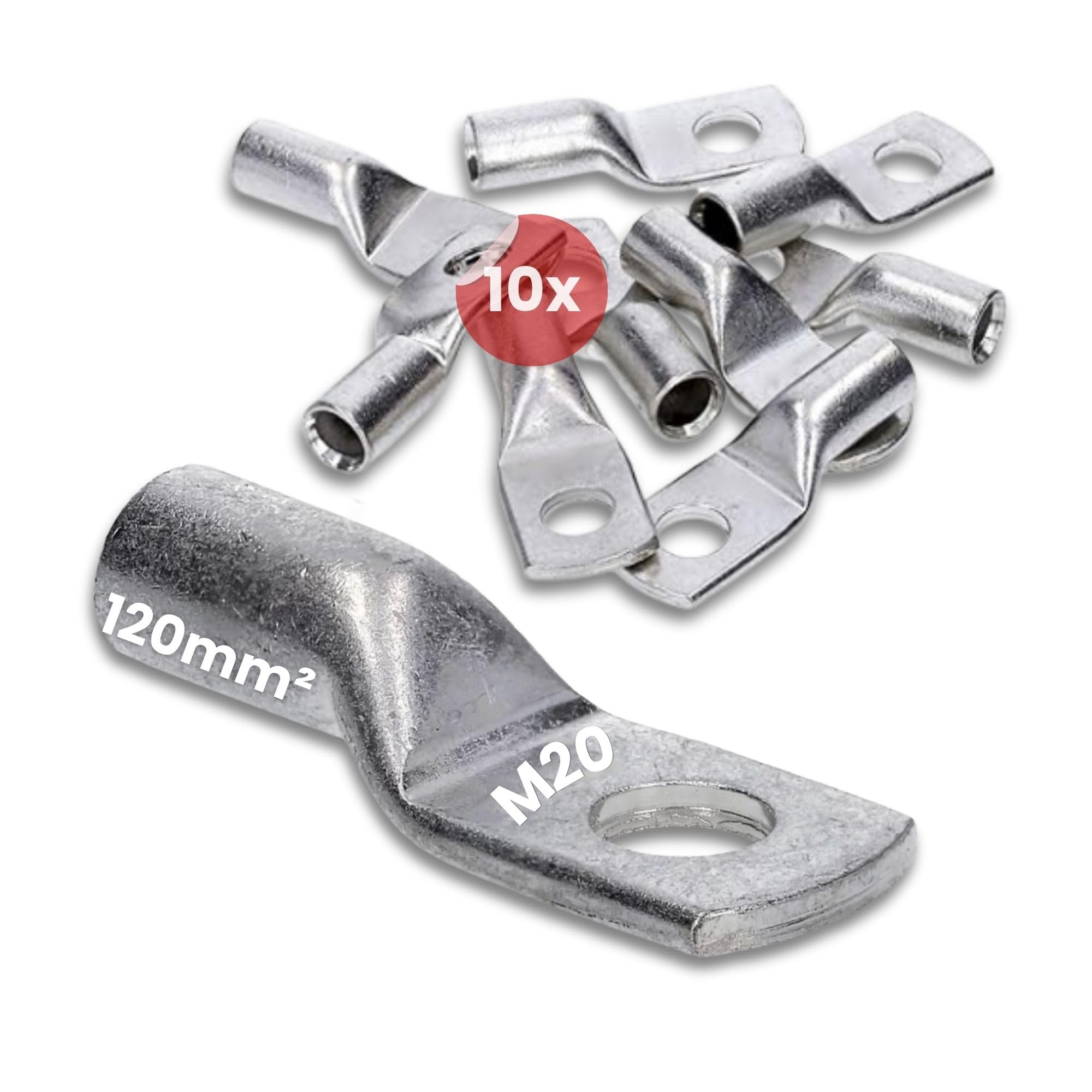 Kalitec 10 x końcówka kablowa 120 mm² M20 - miedziane końcówki kablowe