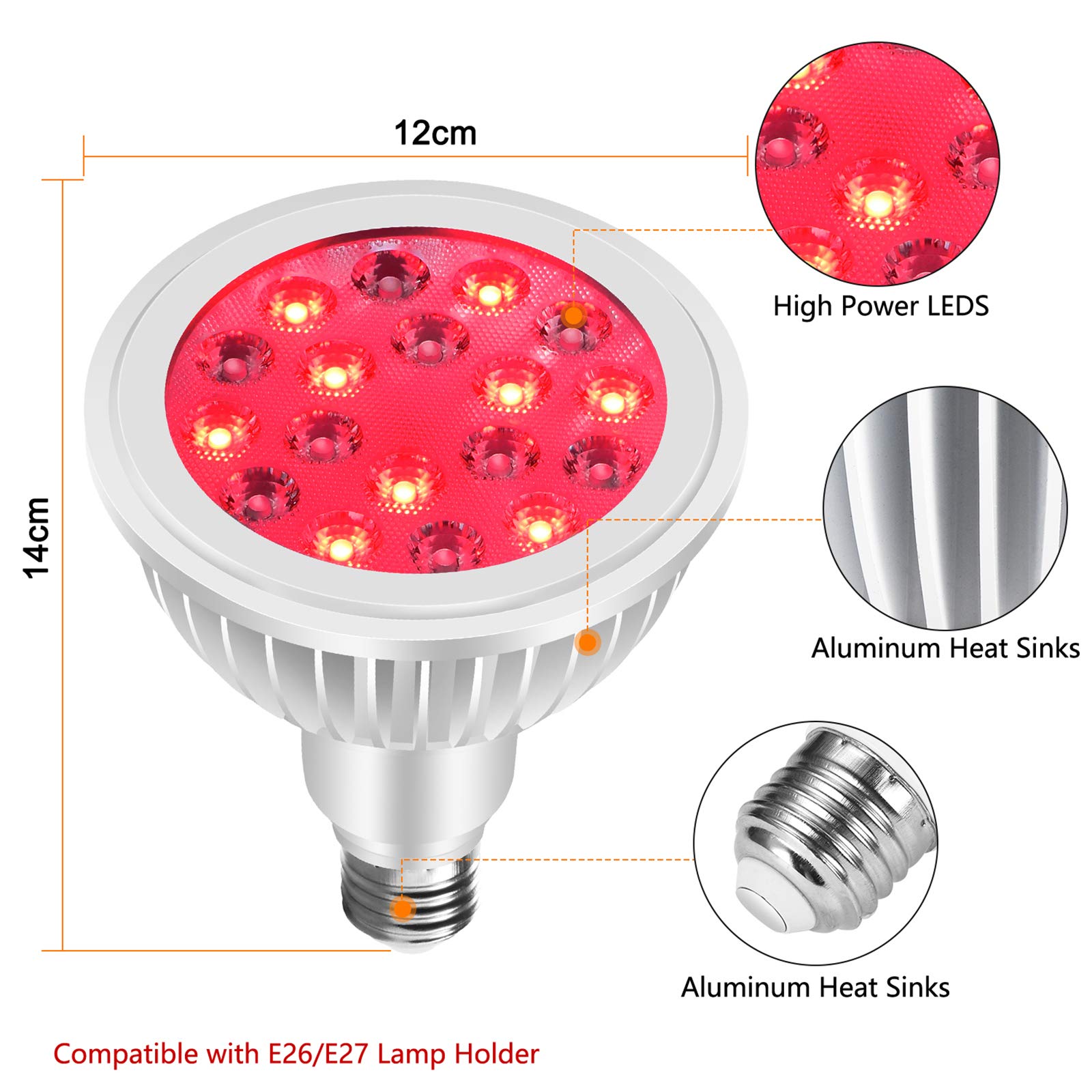 Lampada Terapia Luce Rossa 54W - LED 660nm E 850nm Per Trattamenti Viso E Corpo, 12.5x13.5 Cm - Foto 10