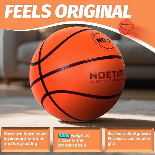 Miniatura 4 de Baloncesto silencioso con peso mejorado de 20.46 oz, pelota de entrenamiento silenciosa de alta densidad para interiores con caja de regalo,
