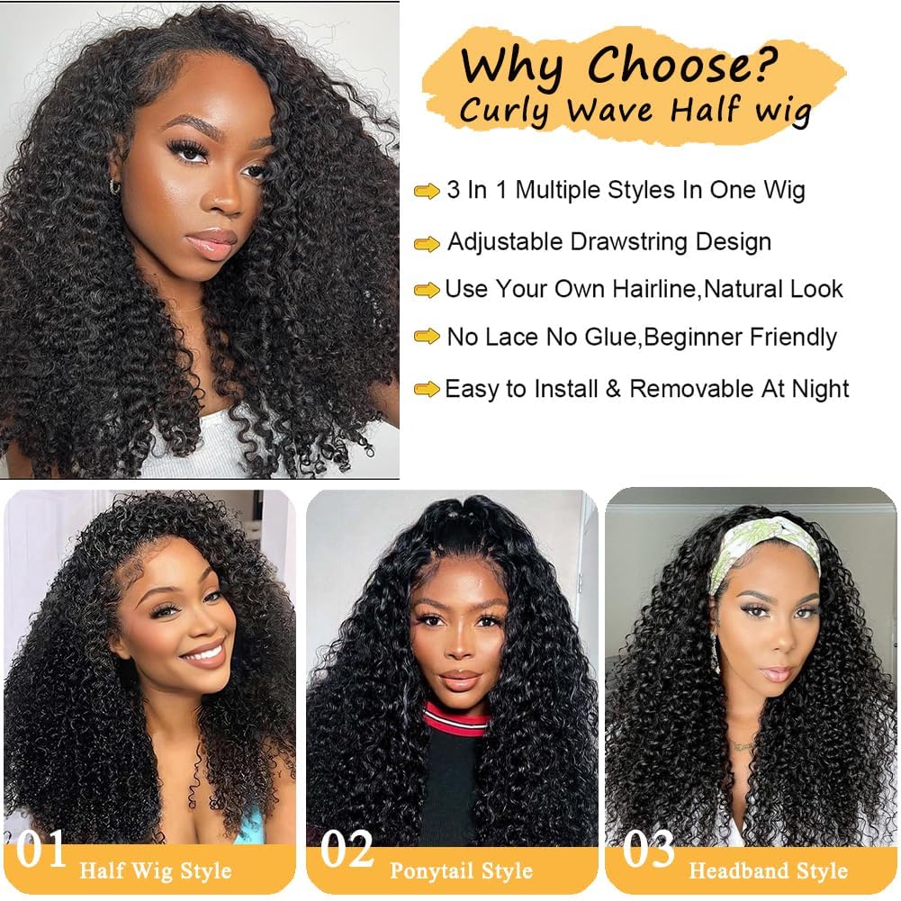 Miss Lee Kinky Curly Brazilian Human Hair Half Wig 3-in-1 Glueless