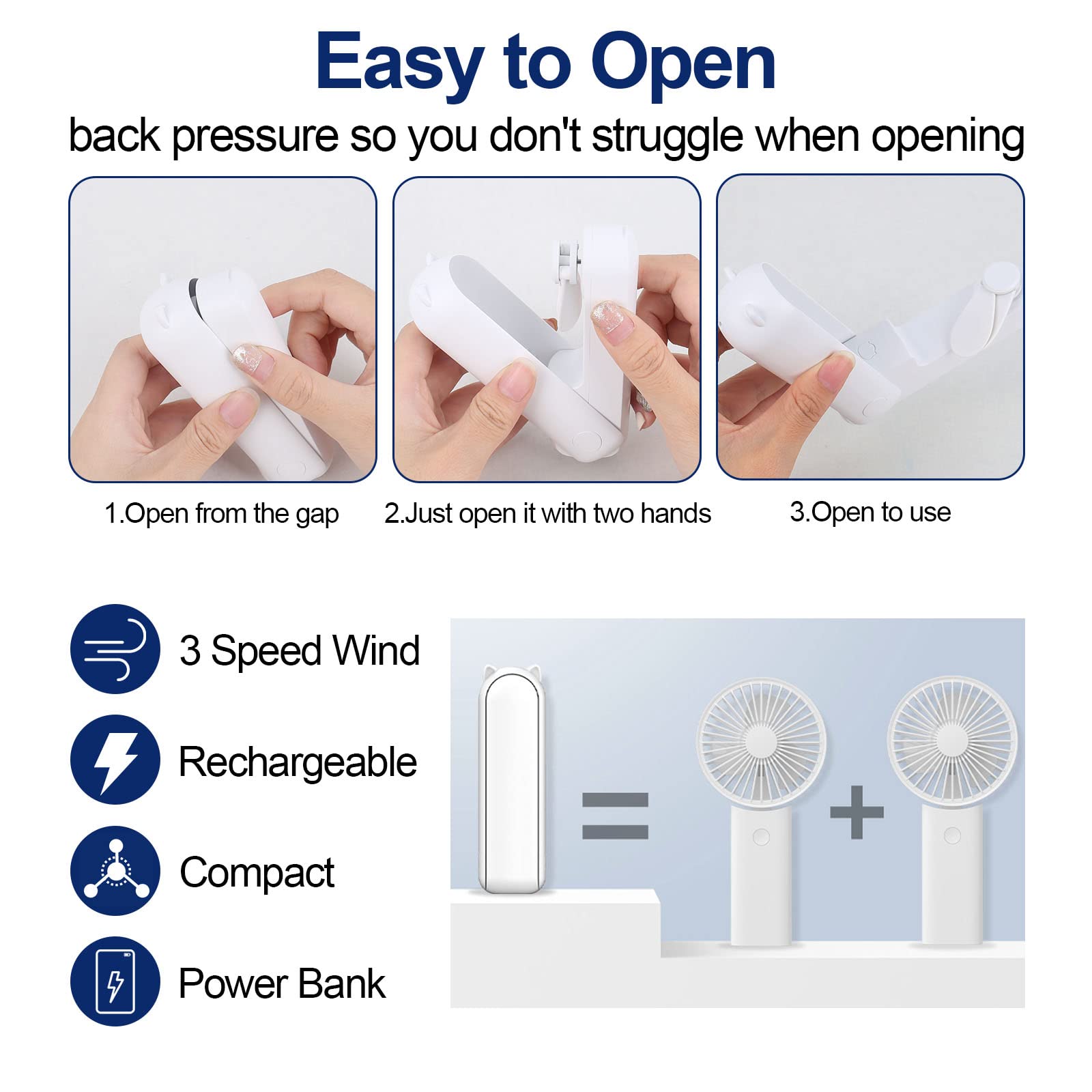 Ventilateur Main Portatif Ventilateur De Poche Batterie Pile Usb