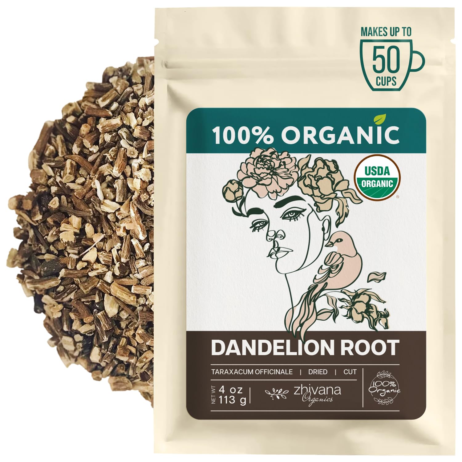 Dandelion Root Organic - Dandelion Tea - Diente de Leon Organico – Natural Cleansing, Gut Flora, Digestion, Liver, Skin – 4 oz Dandelion Root 4 oz