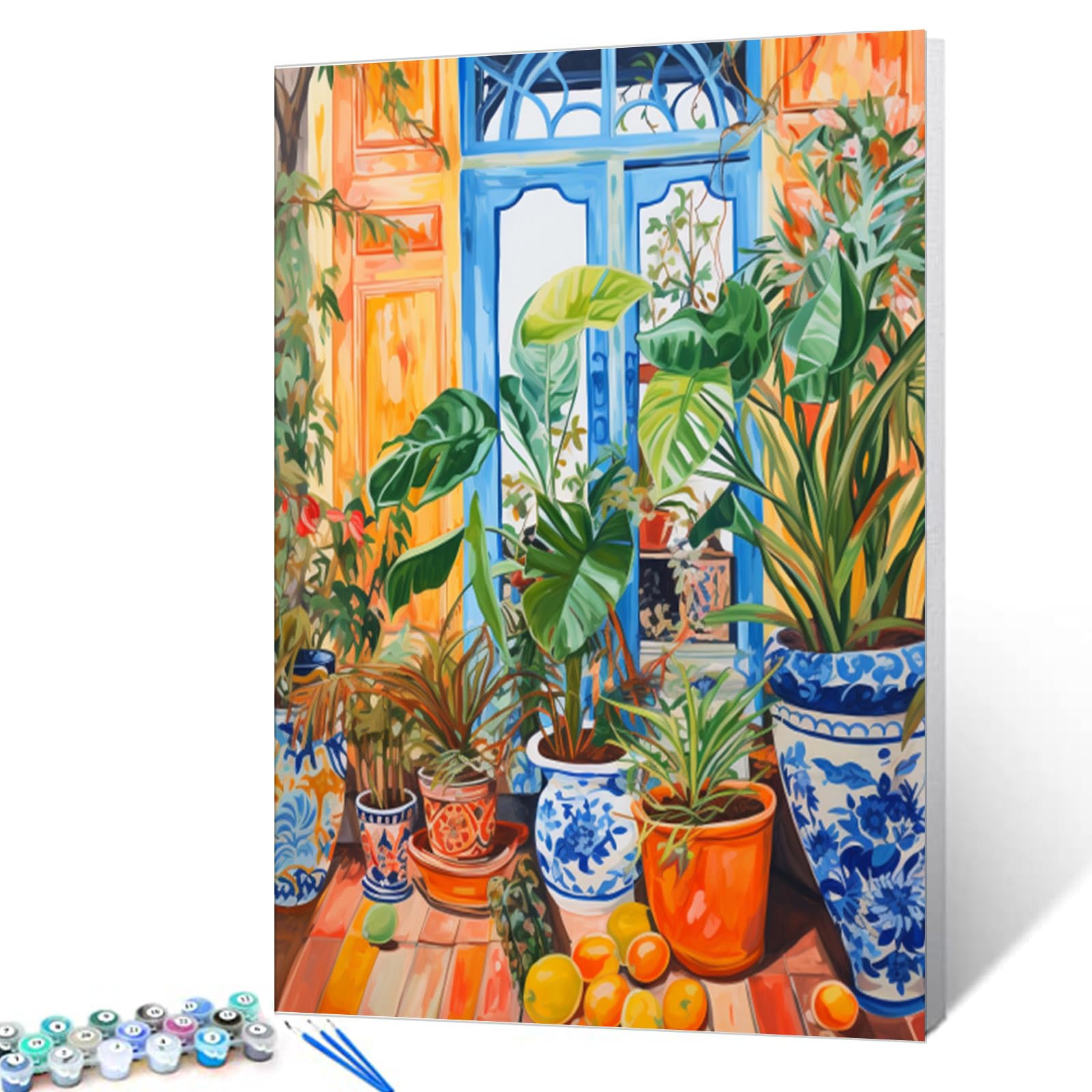 Walarky Potted Plant Picture Paint by Number for Adults Ordinary Life DIY Gift Oil Painting Kits on Canvas with Brushes Pigment Colorful Picture for Home Wall Decor 16x20inch (Framed)