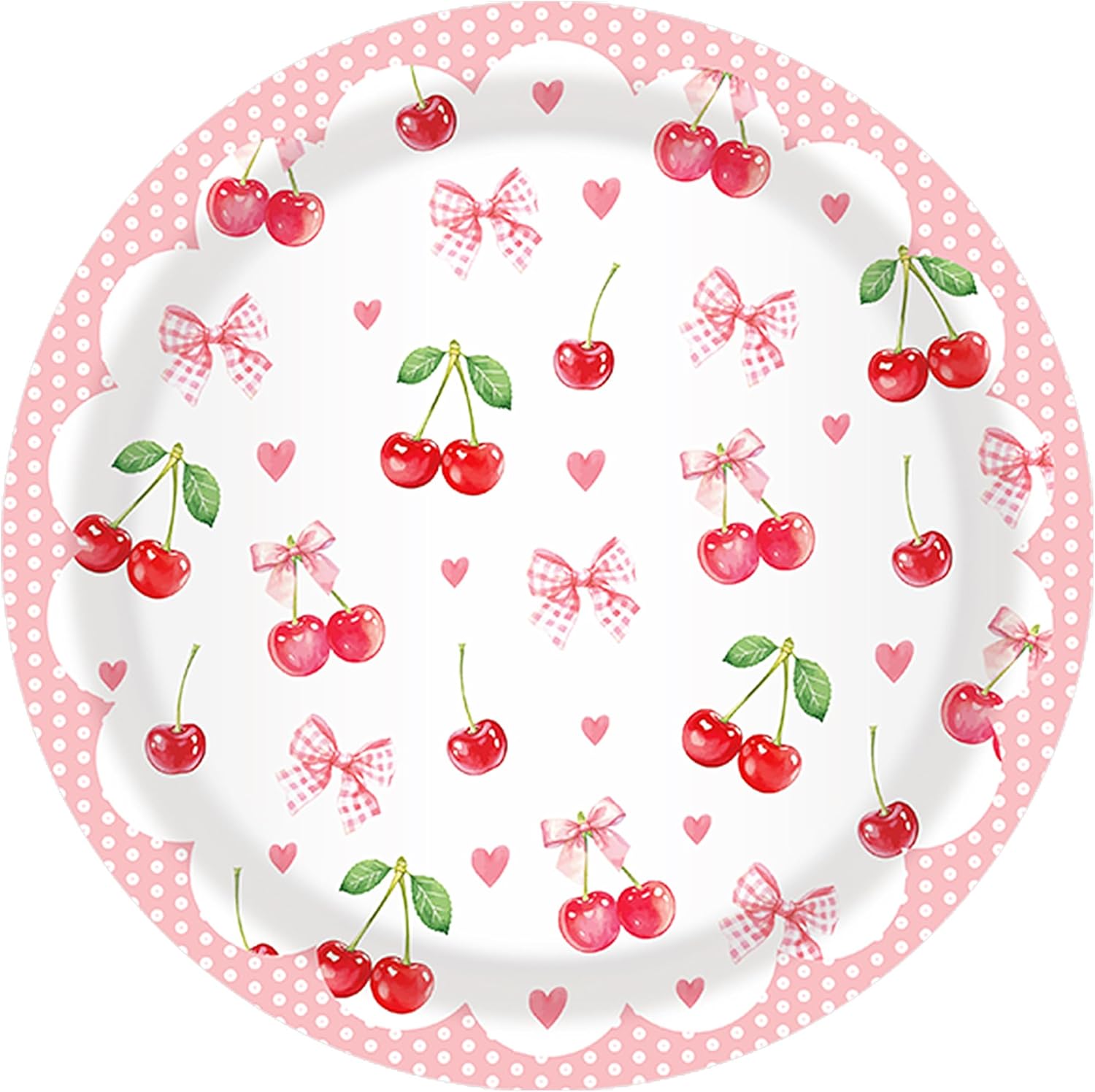 CC HOME Pink Cherry Birthday Paper Plates Napkins Sweet Cherry Disposable Tableware Set Party Supplies Summer Fruit Theme Dinnerware Serves 24 Guests for Audlts Kids Baby Shower Birthday 88PCS - Image 4