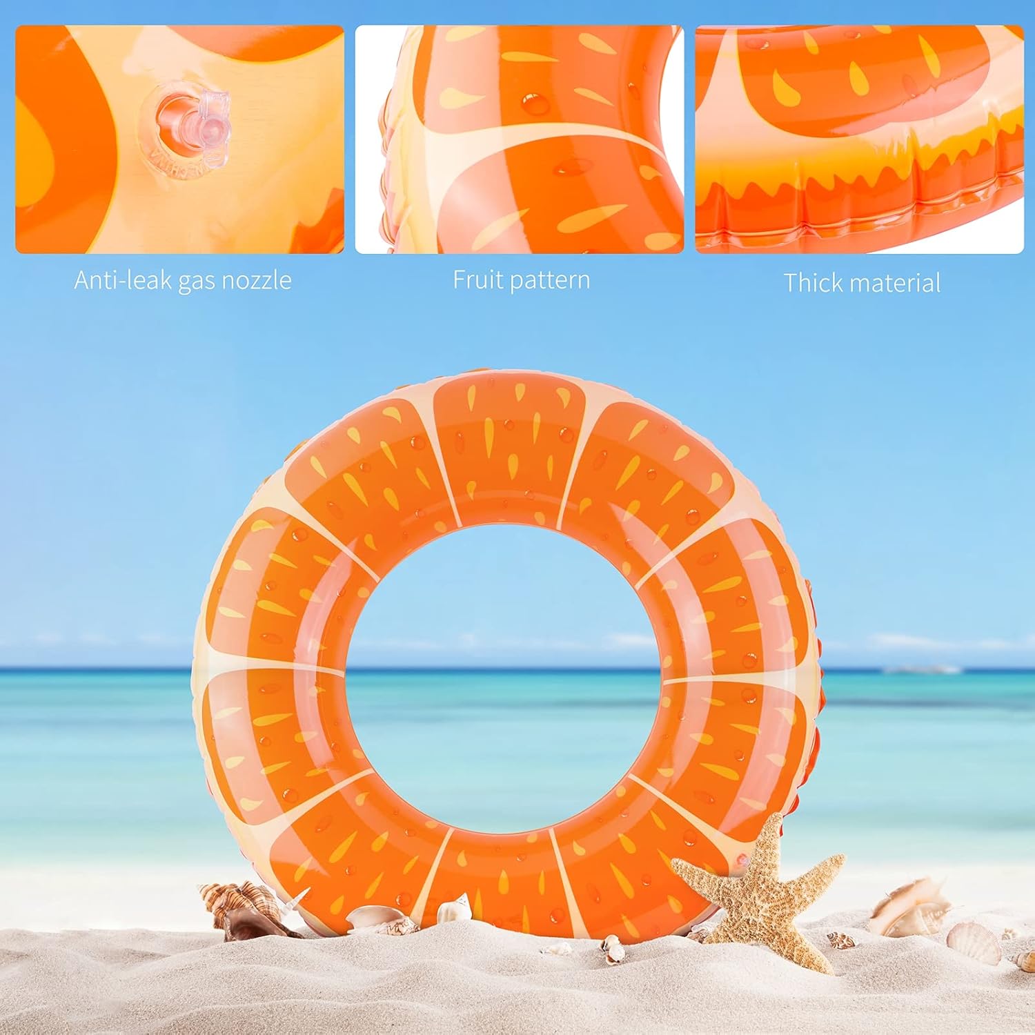 RUODON 4 Pieces Fruit Swimming Rings with 2 Pieces Beach Ball Inflatable Pool Floats Pool Tube Toys for Beach, Swimming Pool Party Favor : Toys & Games
