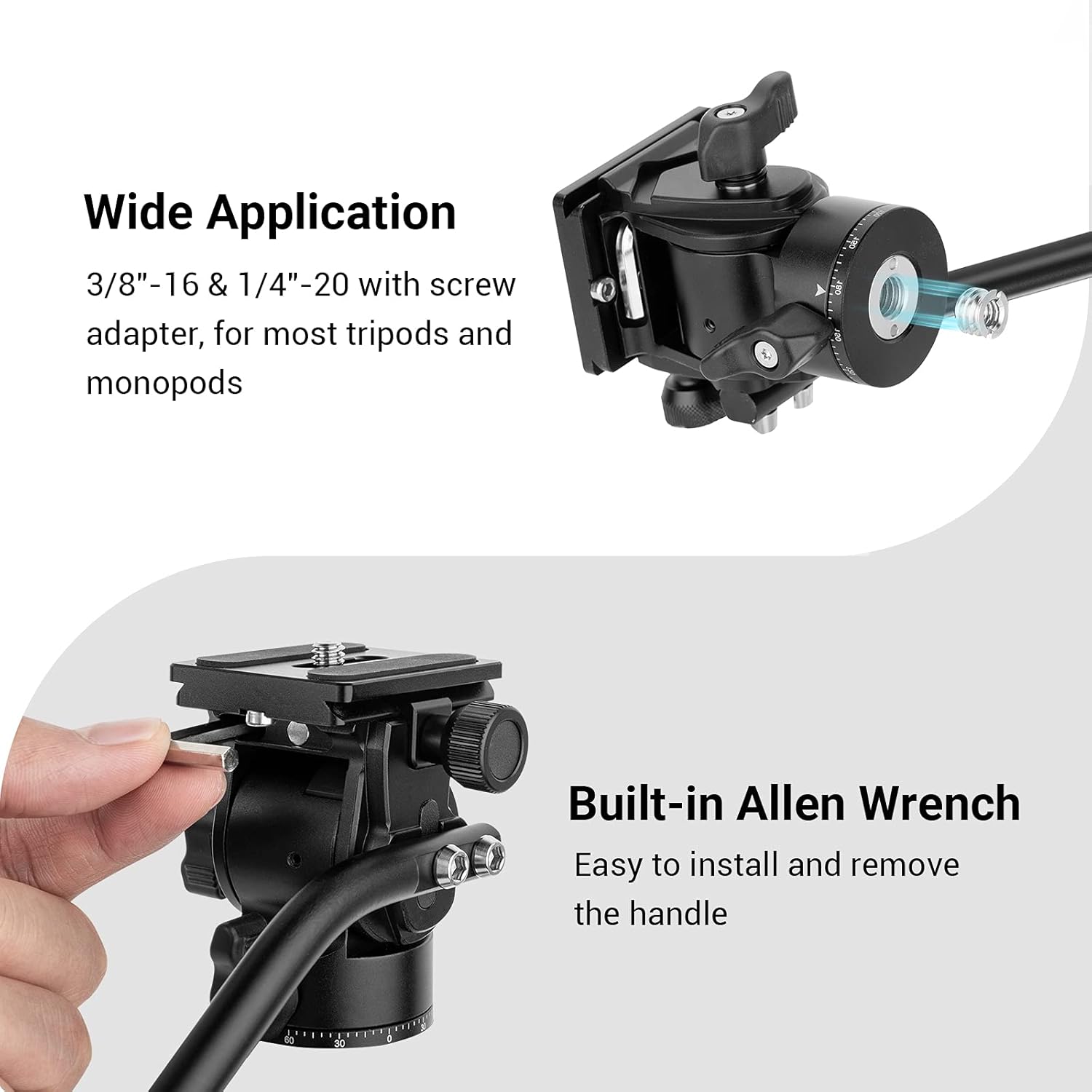 SmallRig Selection Tripod Fluid Head Pan Tilt Head with Quick Release Plate for Arca Swiss for Compact Video Cameras and DSLR Cameras -3259 : Electronics