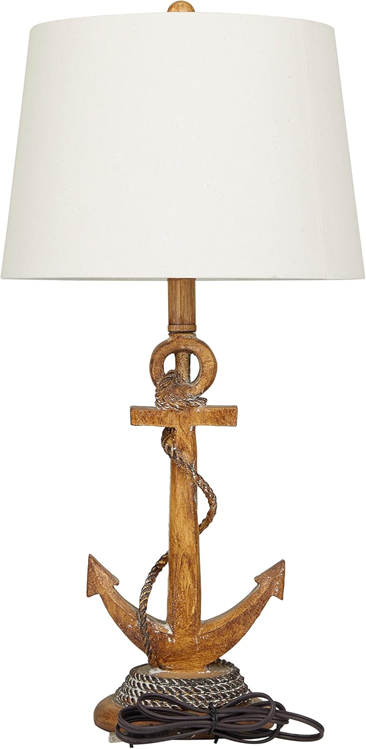 Deco 79 Polystone Anchor Table Lamp, Set of 2 13" W, 26" H, Brown