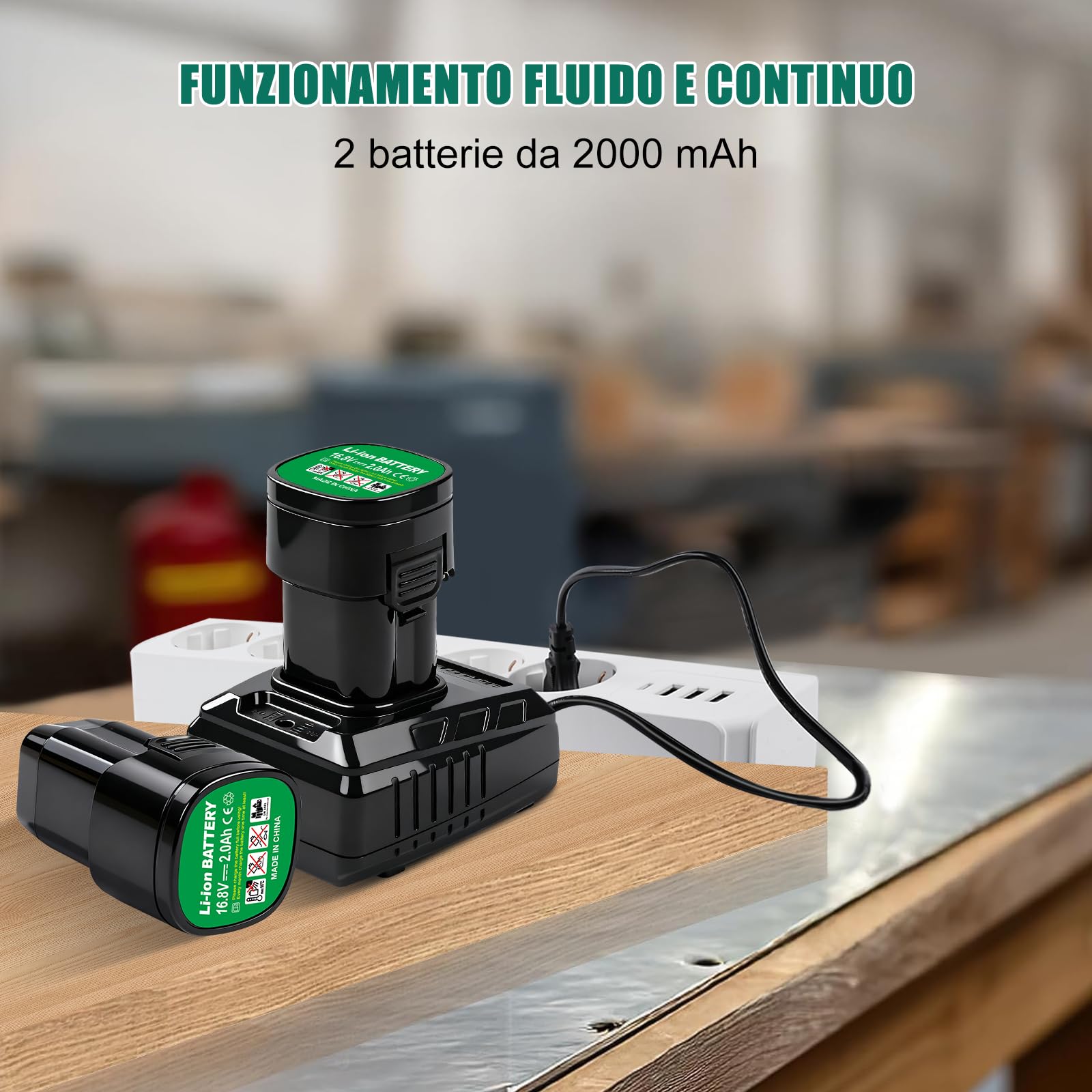 Trapano Avvitatore Batteria Percussione, 16,8V 50Nm Max Trapano Avvitatore A Batteria Elettrico Cacciavite Con 2 Batterie 2.0ah, Led Luce, Velocità Regolabile 450/1600 RPM per riparazione e fai da te