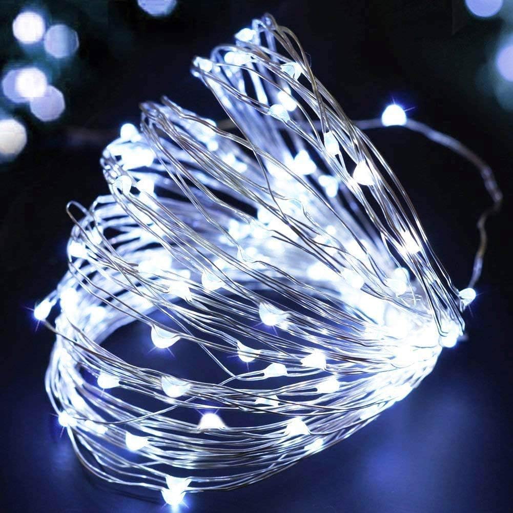 SHATCHI 2 Pack of 40 LED/4m Fairy String Lights Silver Wire Battery Operated Cool White LEDs Twinkle Waterproof Lights for Bedroom, Christmas, Party, Wedding Outdoor Indoor Decoration