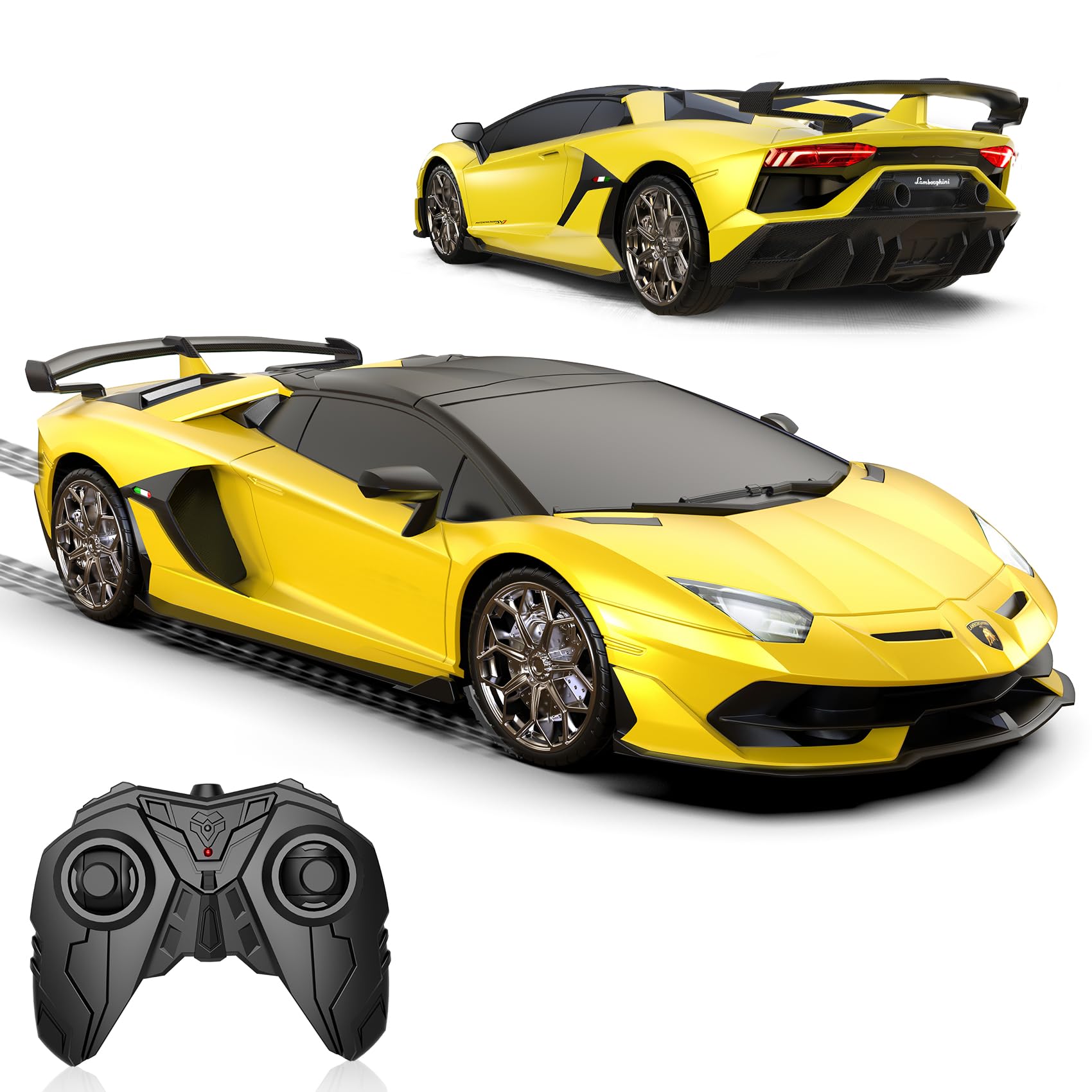AEROQUEST Lamborghini - Auto telecomandata con licenza ufficiale Lambo Aventador SVJ, in scala 1:16, giocattolo per bambini, sport da corsa, hobby, regalo di compleanno per ragazzi e ragazze