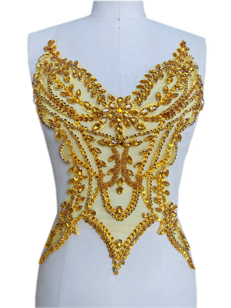 Amazon.com: Handmade Rhinestones lace Applique sew on Beads Sequins Trim  Patches Accessories for Girl Dress Clothing (Gold) : Arts, Crafts & Sewing