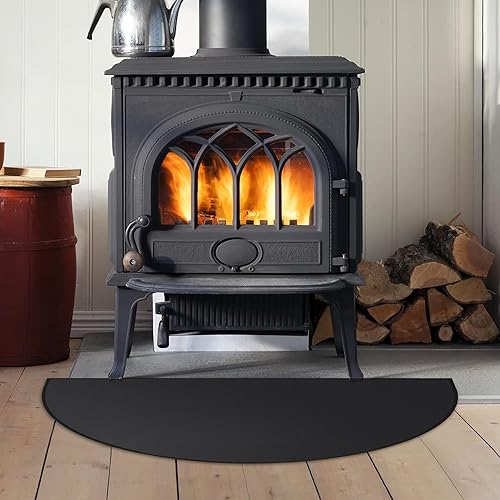 Miniatura 7 de Tapete ignífugo para chimenea, 28 x 48 pulgadas, alfombra de chimenea semicircular, resistente al fuego, resistente al fuego, protege los suelos de