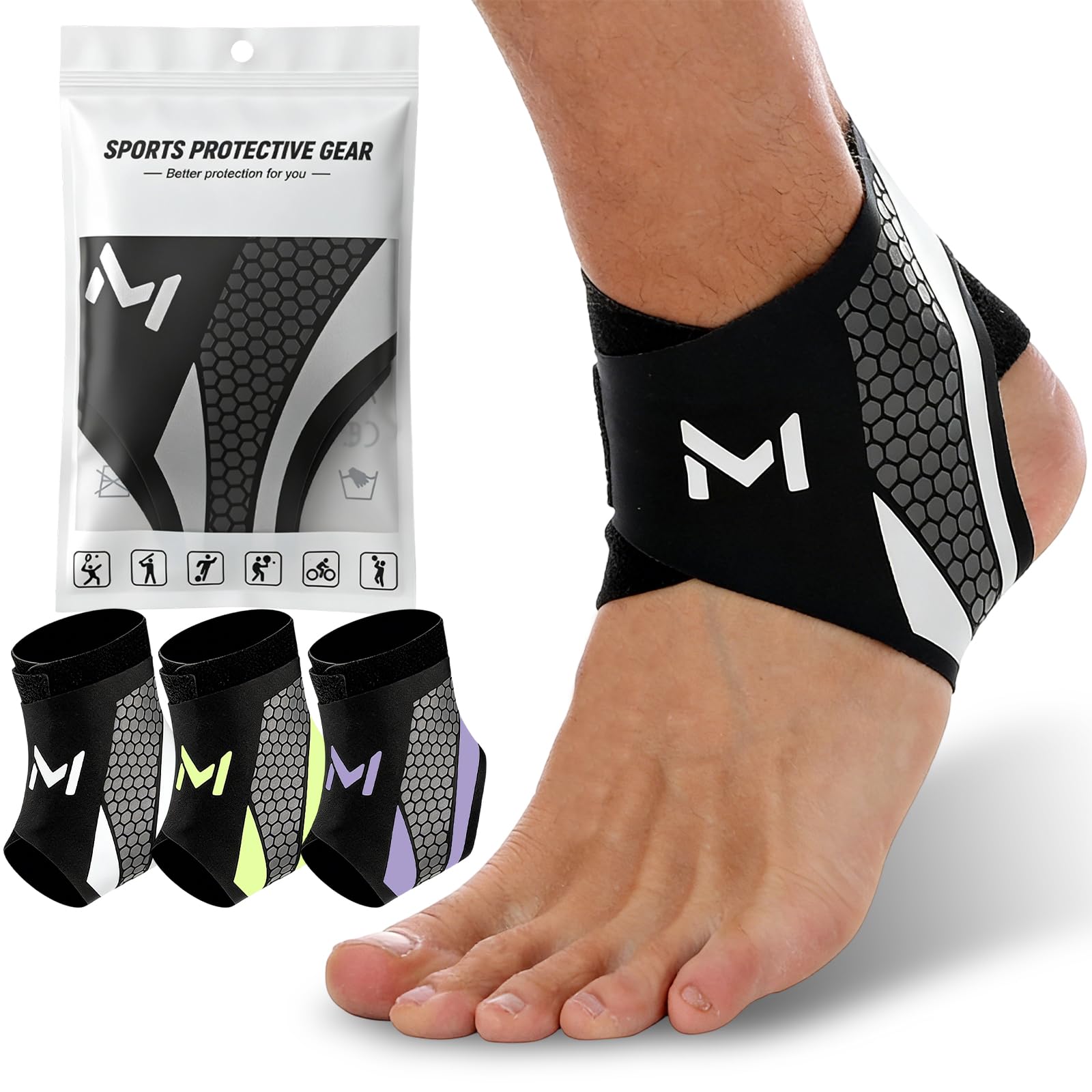 Ankle Brace Compression Support Stabilizer Adjustable Size Black Gray 2Pcs Lace-Up Ideal for Sprained Ankle Tendonitis Protection Recovery Usage