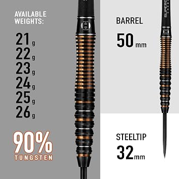 Harrows Noble 90% Tungsten Steel Tip Darts Set 22g, 23g, 24g & 25g - This Tungsten Darts Set Includes Silver Supergrip Carbon Shafts & Micron Noble Flights