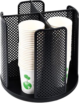 Rotatable Cup and Lid Organizer - Paper & Disposable Cup Dispenser for Coffee Station, Countertop, Bathroom, Kitchen, Bedroom & Coffee Shop