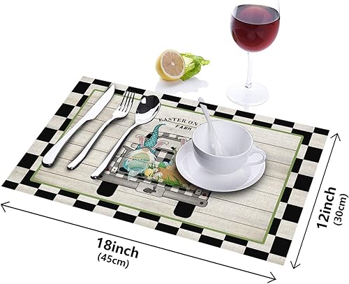 Vista 341 de Juego de 6 manteles individuales rojos para el día de San Valentín, diseño de corazón de San Valentín, resistentes al calor, lavables, manteles