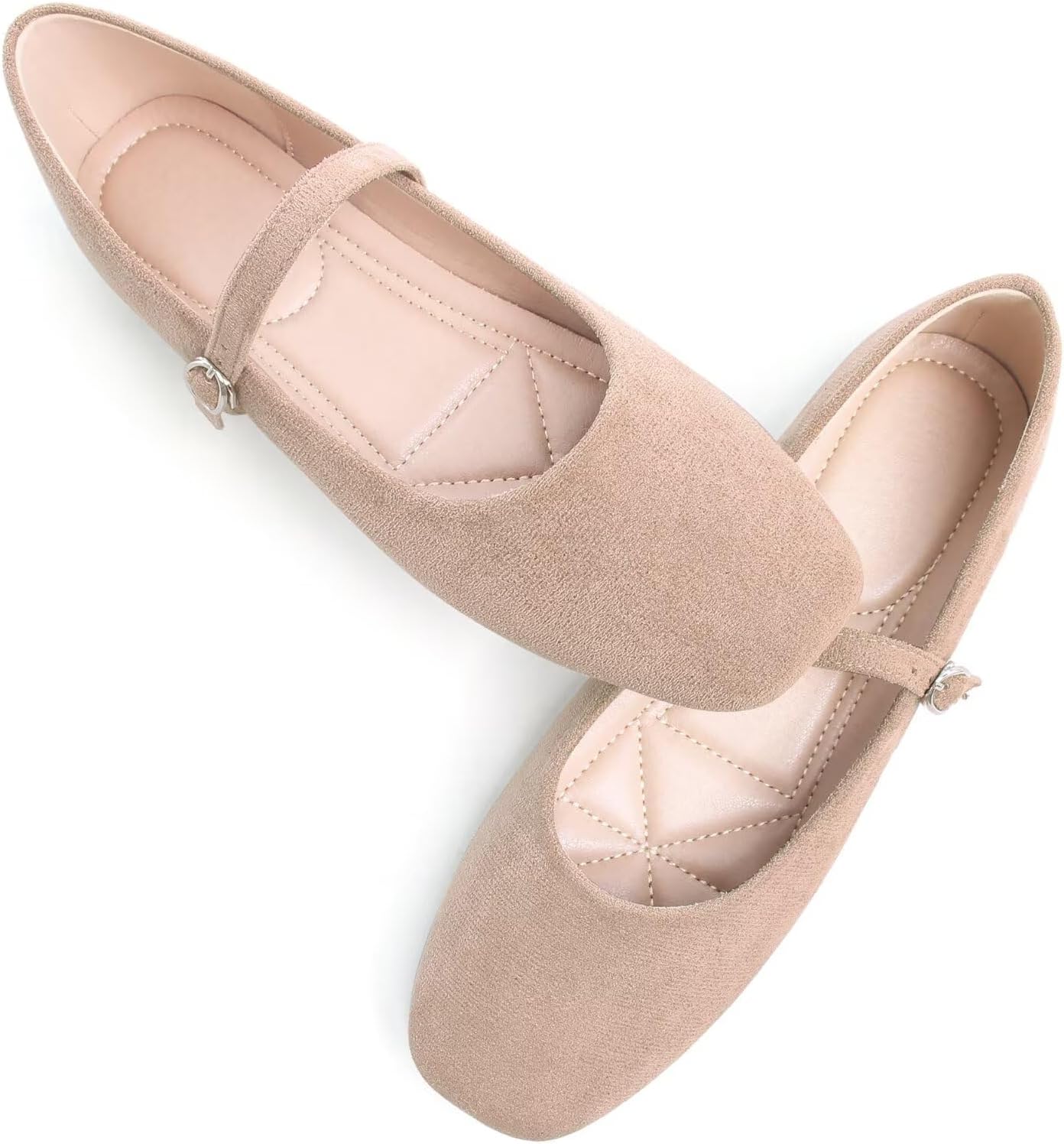 WENJIAZHIZHI Women's Ballet Flats Square Toe Comfortable Mary Jane Shoes Dressy Casual Slip-On Ballerina Working Flats Shoes