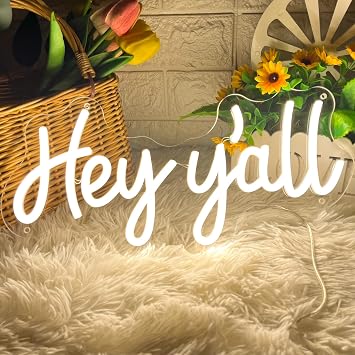HDJSIGN Hey yall Neon Sign for Wall Decor USB LED Light Signs 15.74x7.44"