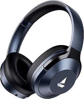 Boat Nirvana 751 ANC,65Hrs Battery,Hybrid Active Noise Cancellation(33dB),Fast Charge,Ambient Mode,Integrated Controls,Carry Pouch,Bluetooth Over Ear Headphones,Wireless Headphone with Mic(Bold Blue)