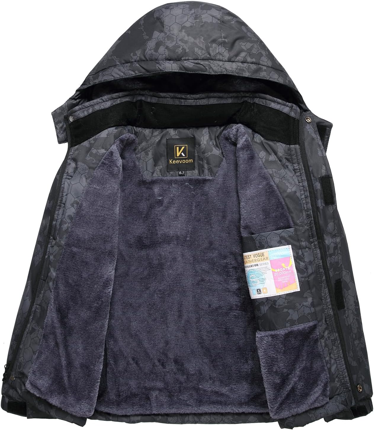 Keevoom Boy's Waterproof Ski Jacket Winter Warm Thick Snow Coat Windproof Fleece Kids Outdoor Hooded Snowboard Jackets - Image 3