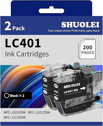 Miniatura 1 de LC401 LC401 XL - Cartuchos de tinta compatibles con la impresora Work MFC-J1010dw MFC-J1012DW MFC-J1170DW (2 x negro)
