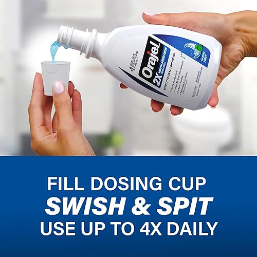 Miniatura 7 de Orajel Enjuague bucal no séptico de 16 onzas, sabor a menta relajante, proporciona alivio del dolor, promueve la curación, paquete de 3