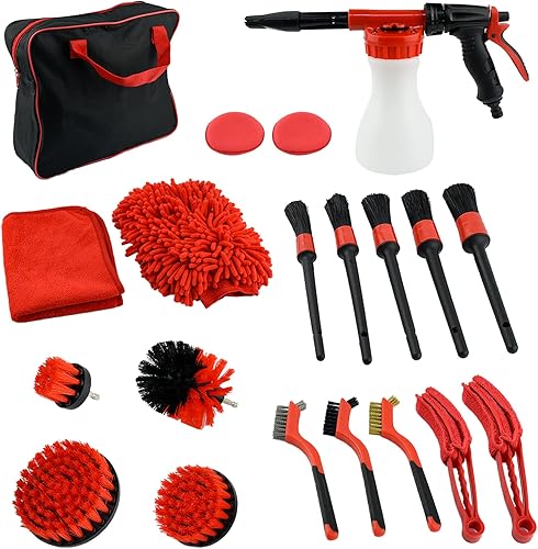 Locisne Kit de lavado de autos con pistola de espuma, kit de limpieza de automóvil con rociador de espuma para automóvil, kit de detalles de