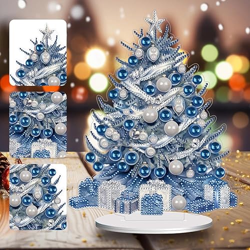 Miniatura 5 de Orgone Pintura de diamantes para árbol de Navidad, kit de adornos de escritorio para adultos, arte de diamantes pintura acrílica por números,