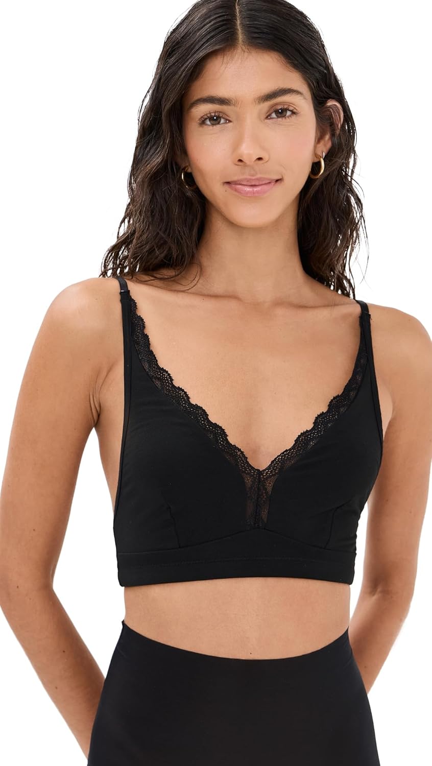 Stripe & Stare Women's The Lace Plunge Bralette, Black, L