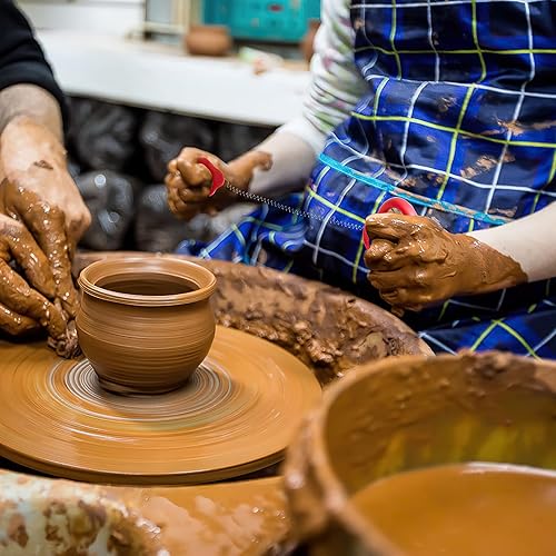Miniatura 6 de Herramienta de alambre de cerámica de barro, mango negro y rojo, cortador de alambre de arcilla estándar para artistas de ruedas de cerámica y