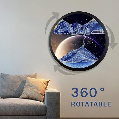 Miniatura 2 de Arte de pared de arena móvil, arte de arena móvil, escultura giratoria montada en la pared, arte de pared, decoración de habitación de paisaje de