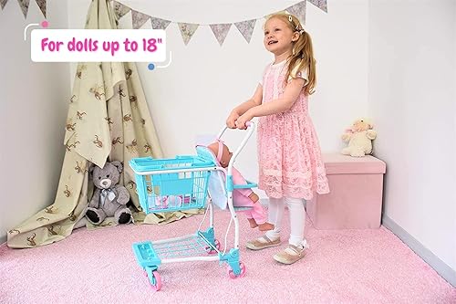 Miniatura 2 de KOOKAMUNGA KIDS Carrito de compras de juguete con cesta de mano extraíble  Carrito de comestibles realista 2 en 1 para niños con soporte de asiento