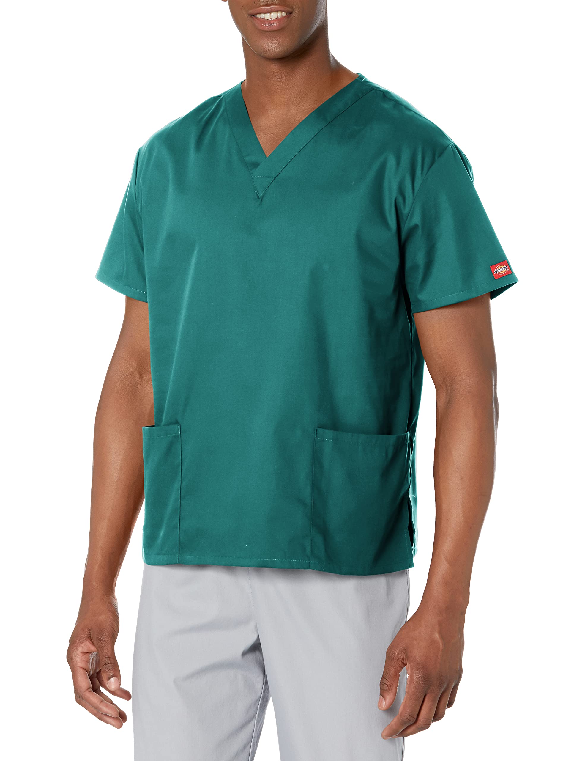 Dickies EDS Signature Scrubs for Women and Scrubs for Men, Unisex One Pocket V-Neck Top in Soft Brushed Poplin 83706