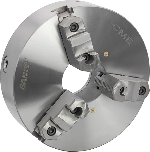 Miniatura 6 de CME - Mandril de torno autocentrante de 3 mandíbulas de 12 pulgadas, parte trasera lisa (plana), mordazas reversibles de dos piezas